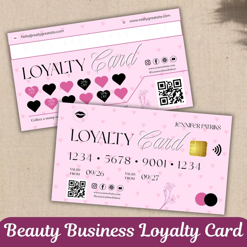 Editable Loyalty Card Canva Template, Beauty Client Reward System ...