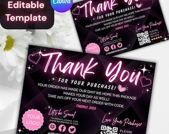Lash Business Thank You Card: Editable Canva Template (4x6 inches, Digital Download)