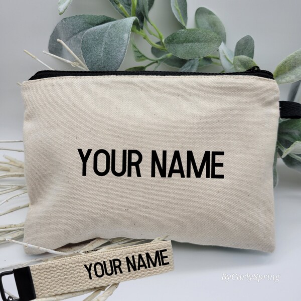 Personalized Embroidered Key Fob Wristlet | Cotton Webbing & Metal | Monogrammed Name/Initial | Doliphine Handmade USA