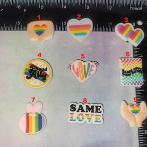 Pride Shoe Charms Crocs White and Pink Backs