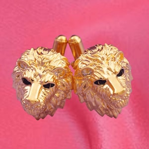 Gold Lion Head Cufflinks for Men,  Animal Lovers Cufflinks, Bold Animal Design,Luxury Gift for Him, Wild Animal CuffLinks Silver Gold Plated