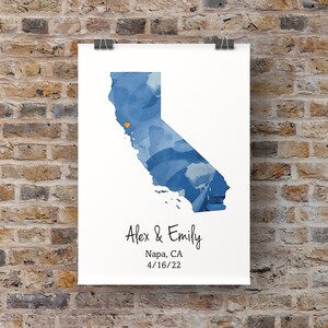 Personalisiertes Geschenk ANY State Map Landkarte * Individuelles Papier oder Leinwand Kunst * Umzug, Verlobung, Jahrestag, Geburtstag, Abschlussfeier, Hochzeit