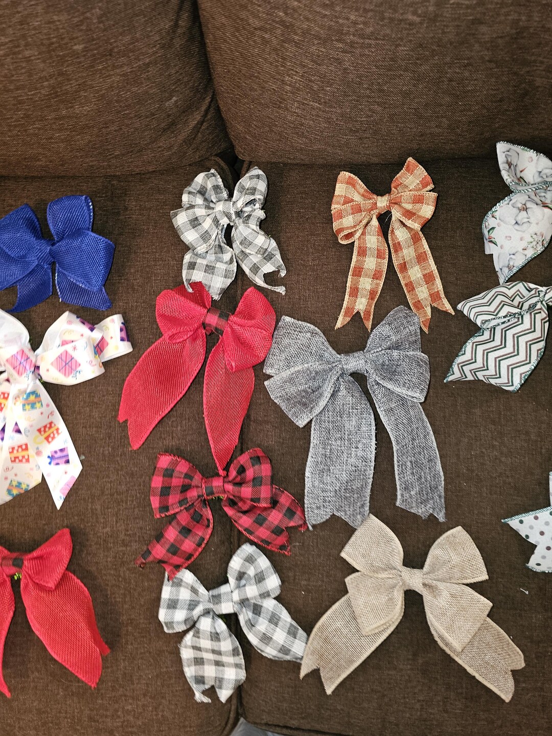 Handmade Gift Bows Set of 5, Rustic and Festive Ribbon Bows for ...