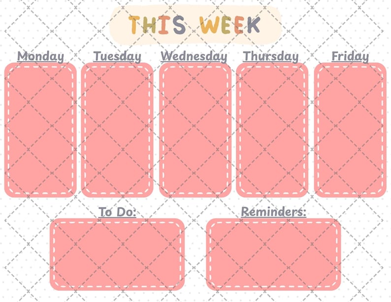 Weekly Days Tree Weekly Planner 7 Days - Etsy