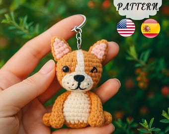 Amigurumi French Bulldog Crochet Pattern | Cute Dog Keychain PDF Tutorial  | French Bulldog Crochet | Dog Amigurumi | Crochet Animal