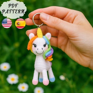 Unicorn Crochet Amigurumi Pattern | Rainbow Keychain Plush DIY Tutorial | Crochet Unicorn Pattern | Unicorn Amigurumi | Animal Crochet