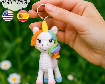 Unicorn Crochet Amigurumi Pattern | Rainbow Keychain Plush DIY Tutorial | Crochet Unicorn Pattern | Unicorn Amigurumi | Animal Crochet