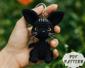 Black Cat Amigurumi Pattern, Crochet Keychain Pattern, Cute Cat Crochet PDF, Beginner Friendly Amigurumi Tutorial, Crochet Animal Pattern