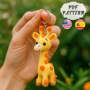 Virkat amigurumimönster med solig giraff | Söt giraffplyschleksak PDF | DIY-djurvirkningshandledning
