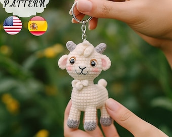 Goat Crochet Amigurumi Pattern, Cute Goat Keychain PDF, Easy Animal Crochet Tutorial, Beginner Amigurumi Plush DIY, Crochet Goat Pattern
