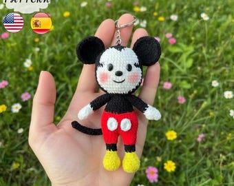 Mickey Mouse Amigurumi Crochet Pattern | Cute Mouse Keychain PDF | English & Spanish | Crochet Mickey Mouse | Mickey Mouse Keychain
