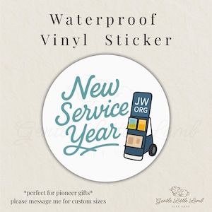 Adesivo per il nuovo anno di servizio – Vinile impermeabile JW Cart Design / Regalo di incoraggiamento per editori, forniture per il ministero, dolce agnellino