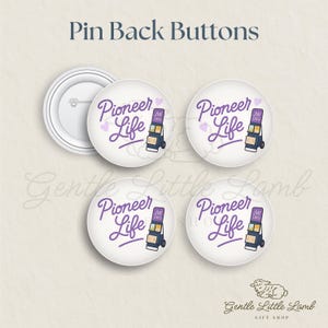 Pioneer Life JW Pin Back Buttons – Ministry Pins for Jehovah’s Witnesses – Cute Gifts for Pioneers – JW.org Cart Button
