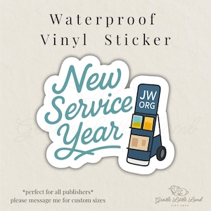 Adesivo per il nuovo anno di servizio – Vinile impermeabile JW Cart Design / Regalo di incoraggiamento per editori, forniture per il ministero, dolce agnellino