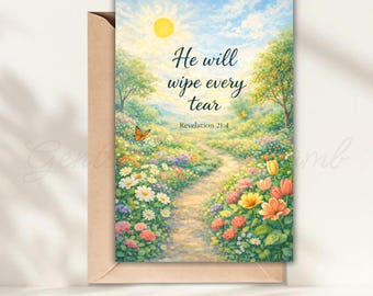 JW Sympathy Card, He Will Wipe Every Tear Card, Revelation 21:4 Greeting Card, Jehovah’s Witness Encouragement