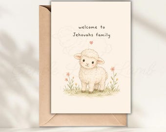 JW Baptism Card – “Welcome to Jehovah’s Family” – Jehovah’s Witness Gift – Baptism Card – Spiritual Encouragement Card – Cute Sheep Card
