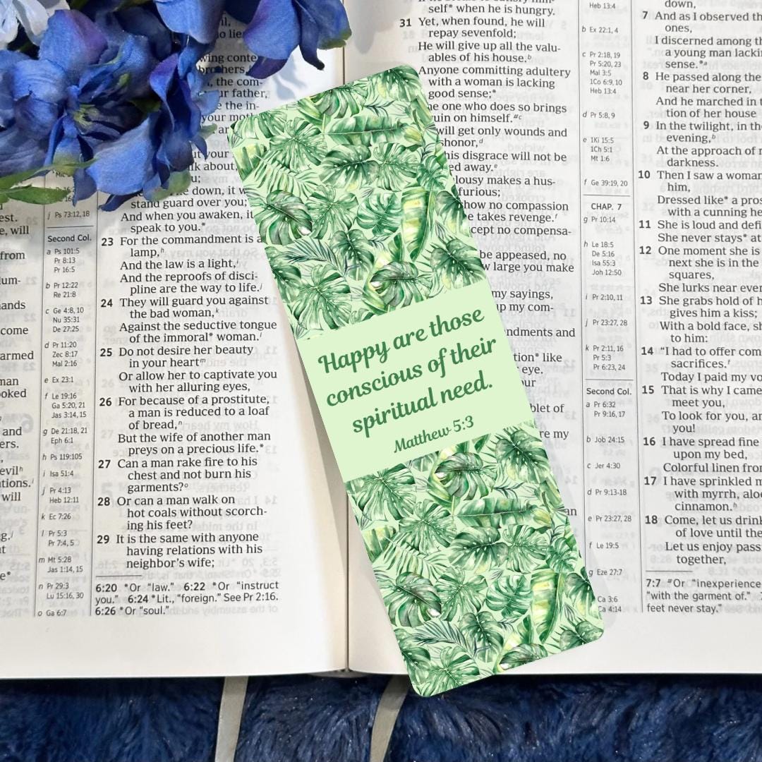 Matthew 5:3 Tropical Leaf Bookmark | 2026 Year Text Bookmark | JW ...