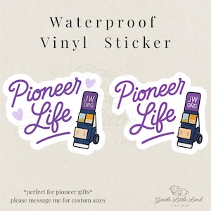 Adesivo per carrello JW &quot;Pioneer Life&quot; - Adesivo in vinile impermeabile / Regalo per il Ministero JW da 2 pollici / Perfetto per regali Pioneer / Dolce agnellino