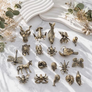 Boutons en laiton à motifs d'animaux, boutons de meubles rustiques, poignées de tiroir style ferme, quincaillerie pour meubles sur le thème de la faune, boutons de meubles de cuisine/poignées de placard à motifs d'animaux à faire soi-même