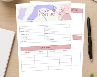 Diario di lavoro all'uncinetto / Planner di progetti di maglia e uncinetto / Diario di filati / Organizzatore di lavori artigianali / Regalo per chi ama l'uncinetto