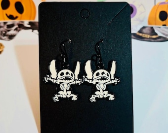 Stitch Skeleton Earrings: Spooky Halloween Jewelry Gift