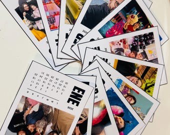 Mini calendário de mesa com fotos Polaroid