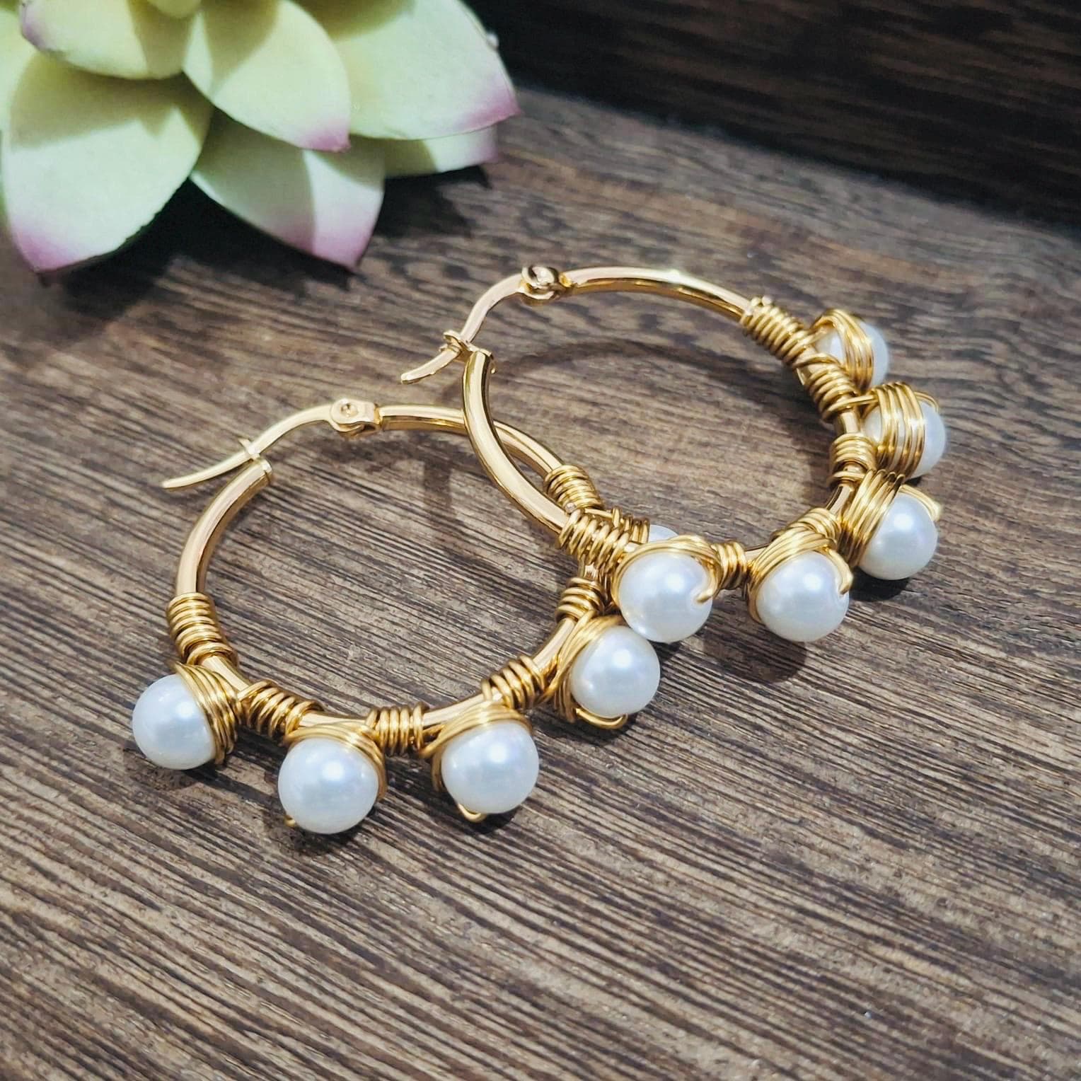 Set Collier Et Boucles D'oreilles En Aventurine, Perle Majorque Et Argent 925 - Fait Main - Neuf