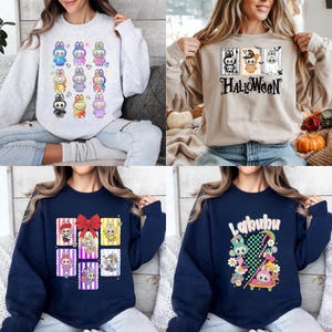 Monster Doll Halloween Png Bundle, niedlicher Horrorfilm Charakter Png, Puppenkarikatur Halloween Png, Kawaii Halloween Sublimation Design PNG