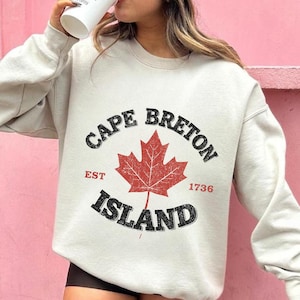 Vintage Cape Breton PNG, Retro Nova Scotia Canada Leaf Clipart, Canada Island Digital Art, Canadian Map PNG, Travel Printable Download