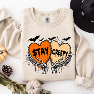 Stay Creepy PNG Retro Dripping Heart Halloween Png Skeleton Hand Spooky Graphic Grunge Horror Sublimation Design Trendy Png Skeleton Png