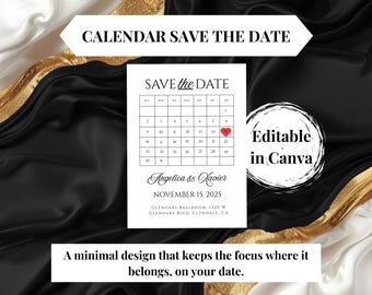 Minimalist Calendar Save the Date Template: Editable Canva Design
