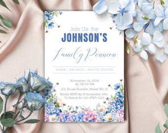 Floral Family Reunion Invitation: Editable Canva Template (5x7" Digital Download)