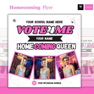 Editable Homecoming Flyer: Prom Queen Election, Canva Template (Digital Download)