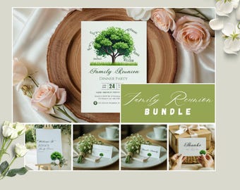Floral Family Reunion Invitation Bundle: Picnic, Pool Party Canva Template