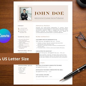 Canva Lebenslauf Vorlage mit Foto, Anschreiben (Digitaler Download)
