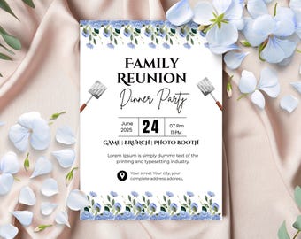 Floral Family Reunion Invitation: Editable Canva Template (5x7" Digital Download)