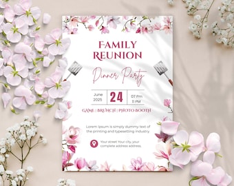 Floral Family Reunion Invitation: Editable Canva Template (5x7" Digital Download)
