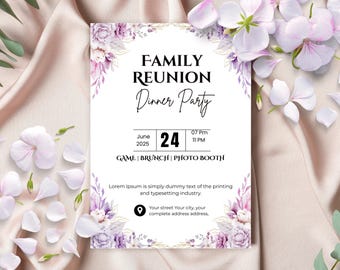 Floral Family Reunion Invitation: Editable Canva Template (5x7" Digital Download)