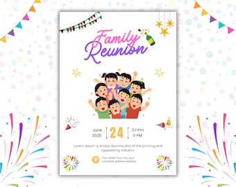 Family Reunion Invitation Template: Editable Picnic, Pool Party Flyer (Canva, 5x7 Digital Download)