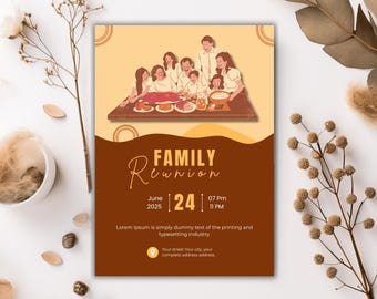 Family Reunion Invitation Template: Editable Picnic or Pool Party Flyer (Canva, 5x7" Digital Download)
