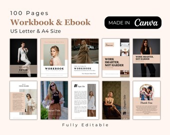Canva 電子書籍テンプレート | 100ページのワークブック、A4＆USレター（デジタル）