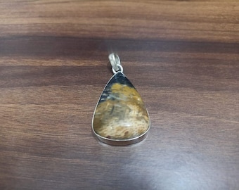 Handgemaakte hanger palmwortelagaat, 925 sterlingzilveren boho-sieraden