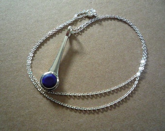 Lapis Tear Drop Sterling Silver Necklace