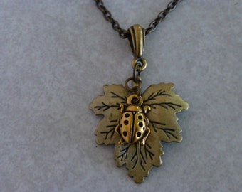 Ladybug and Maple Leaf Necklace