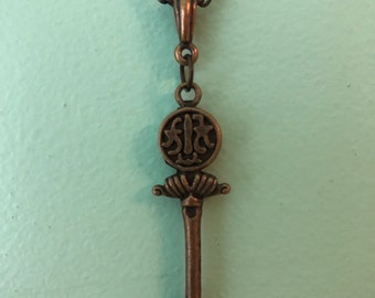 Antiqued Brass Key Necklace