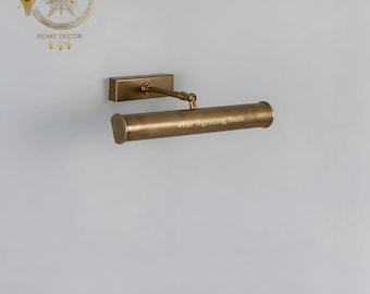 Lámpara de pared ajustable de latón vintage para cuadros, iluminación de galería antigua, aplique de pared moderno de mediados de siglo.