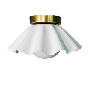 Mid-Century Modern Glass Globe Pendant Italian Brass Flush Mount Ceiling Light – Handmade  | Vintage-Style Chandelier & Wall Sconce Light