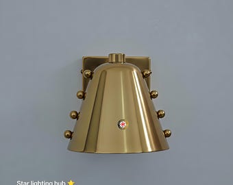 Mid Century Modern Brass Wall Sconce - Italian Cone Light