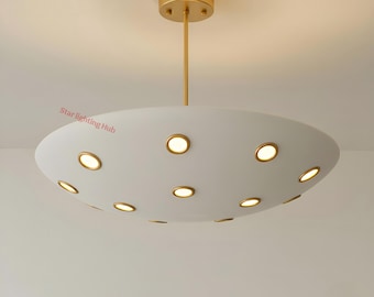 Brass Sputnik Chandelier: Mid Century Modern Flushmount Ceiling Light