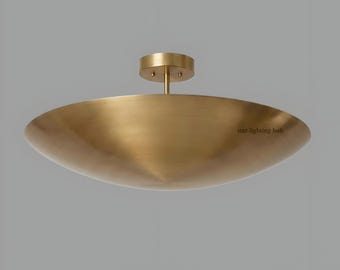 Mid Century Raw Brass Sputnik Chandelier – Dome Flushmount Ceiling Light